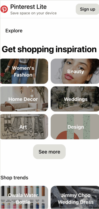 Pinterest shopping app