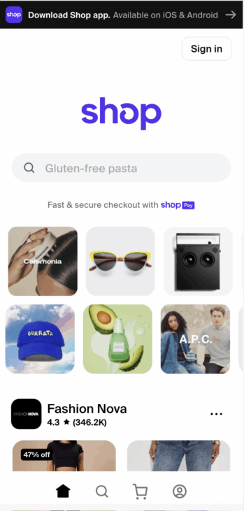 Shop (by Shopify) mobile app
