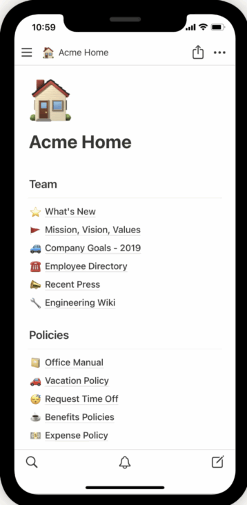 Notion mobile app