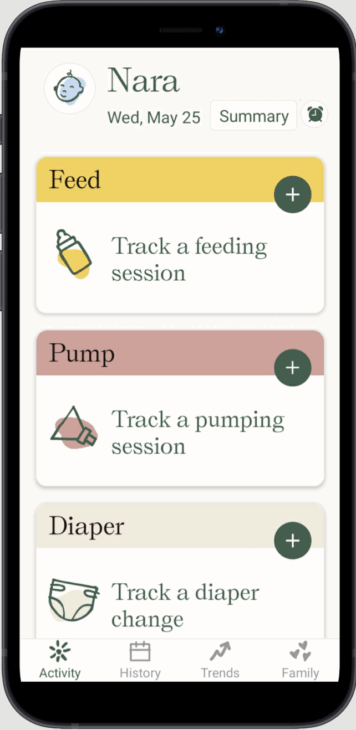 Nara Baby Tracker mobile app