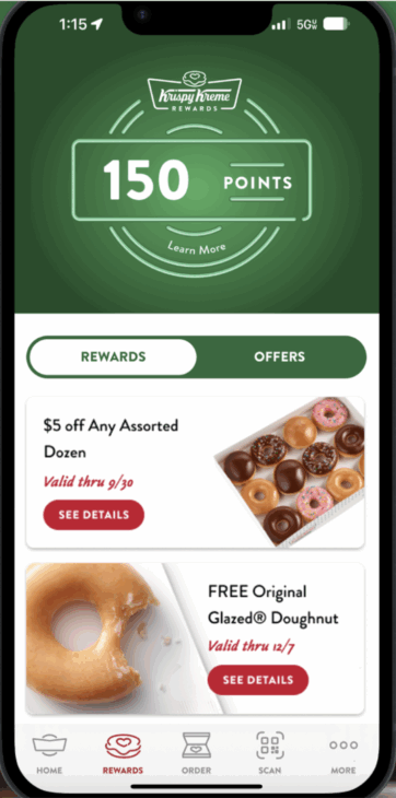 Krispy Kreme mobile app rewards