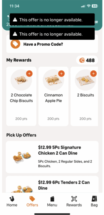 Popeyes mobile app rewards