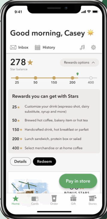 Starbucks mobile app rewards