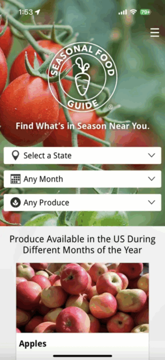 Seasonal Food Guide mobile app