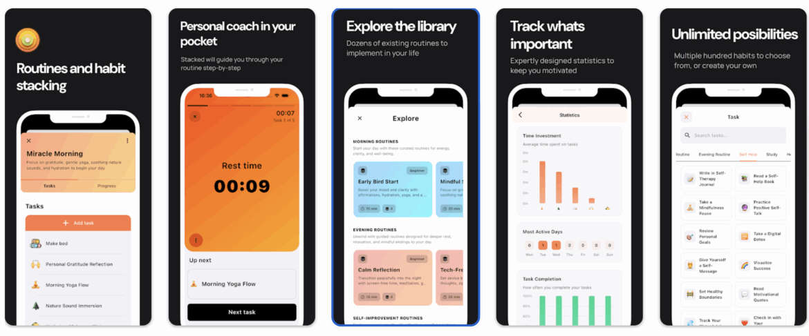 Stacked: Routine, Stack Habits mobile apps
